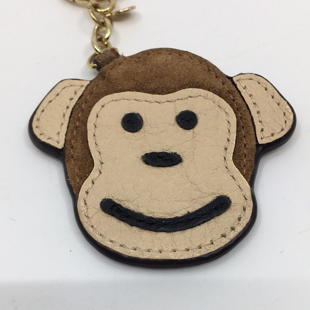 Michael Kors Leather & Suede Monkey Face Bag Charm or Keychain with gold tone - Picture 2 of 16